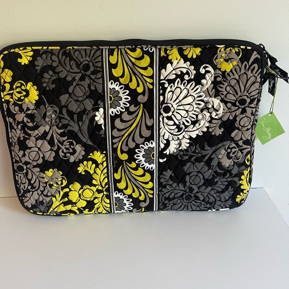 Vera Bradley 17” Laptop Sleeve Baroque Black and Yellow Quilted Women's Bag NWT - Picture 7 of 7